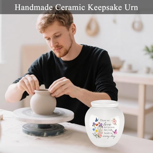 Dletay Small Urns for Human Ashes Keepsake Burial Mini Cremation Urn for Ashes Flower Memorials Decorative Caskets for Female Male