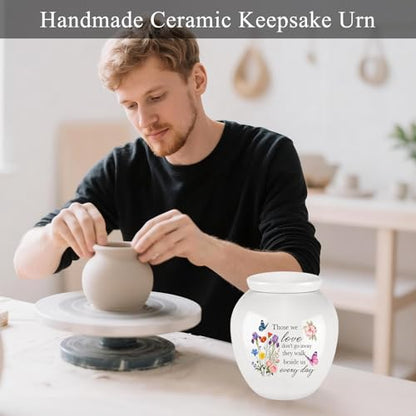 Dletay Small Urns for Human Ashes Keepsake Burial Mini Cremation Urn for Ashes Flower Memorials Decorative Caskets for Female Male