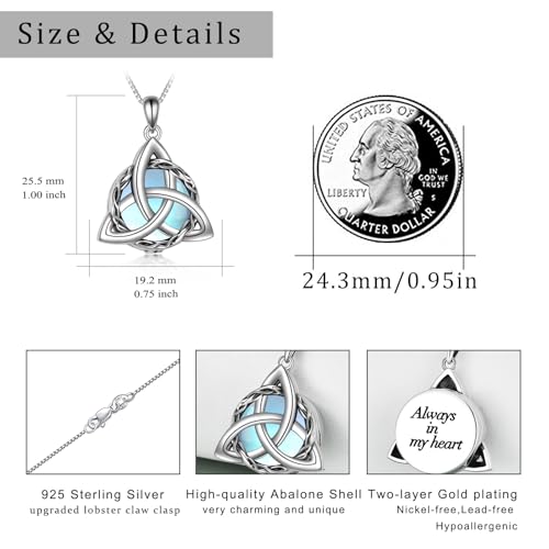 WINNICACA Celtic Knot Necklace 925 Sterling Silver Celtic Pendant Irish Urn Necklace Jewelry Birthday Anniversary Valentine's Day Gifts for Her Women Wife Girlfriend Daughter - style: 2-Celtic Knot Urn Necklace(Moonstone)