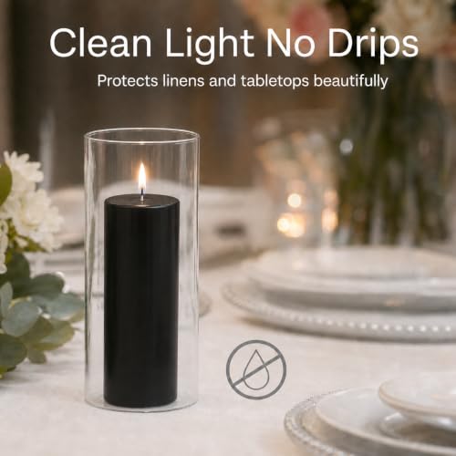 yummi Set of 36 Slim Pillars and Cylinder Vases - Black - color: Black