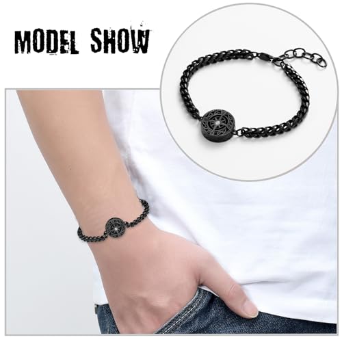 constantlife Compass Urn Bracelet for Ashes Stainless Steel Adjustable Link Bangle Cremation Keepsake Loved Ones Memorial Jewelry for Women Men - color: Black