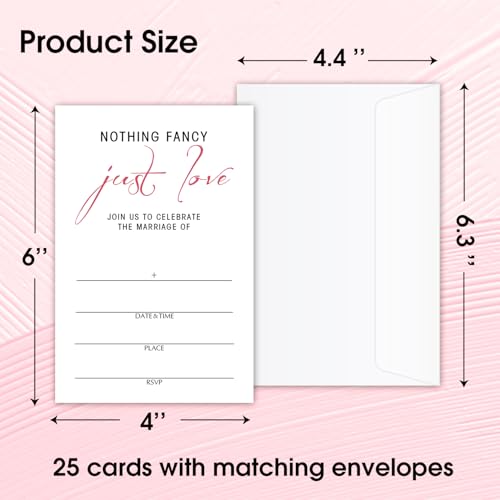 Nothing Fancy Just Love Wedding Invitations Cards, Set of 25 Minimalism Fill in Style Invites Cards with Envelopes, Bridal Shower New Couples Engagement Bachelorette Party Supplies-T11 - color: Just Love