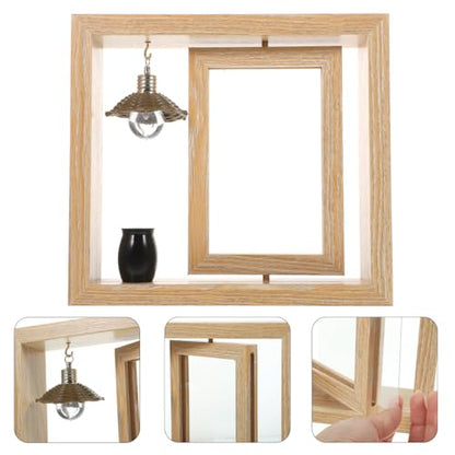 Kichvoe Rotating Memorial Picture Frame with Small Urn for Ashes 4X6 Inch Wooden Tabletop Keepsake Frame for Human Ashes
