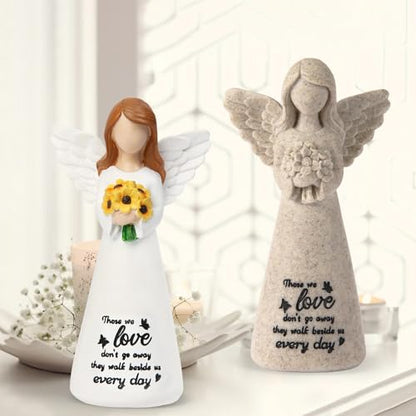 INLOMEM Sympathy Gifts for Loss of Loved One, Remembrance Gifts, Bereavement Gifts, Angel Gifts for Women, Memorial Gift for Loss of Dad Mom Grandmother, Angel Figurines (White)