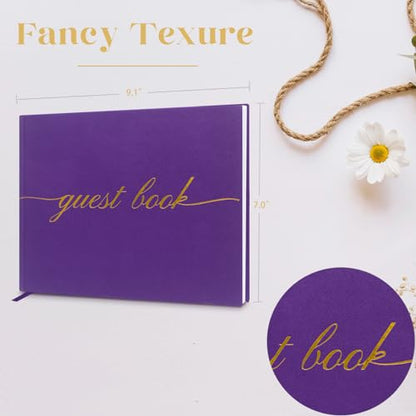 Elegant Wedding Guest Book - Perfect for Wedding Receptions, Baby Showers, Birthdays and Special Events - Polaroid Guest Book with 110 Lined Pages for Sign-in and Photos -Hardcover (Purple) - color: Purple