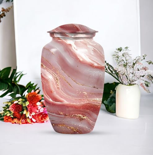 Rose Gold Abstract Urn for Human Ashes - color: Rose Gold Abstract, size: 10 Inch + 3 Inch - Pack of 5