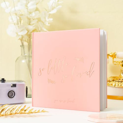 Calculs So Little So Loved Baby Shower Guest Book, Pink - color: Pink & Rose Gold