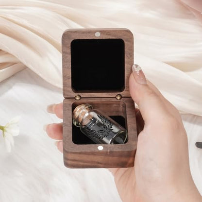 SOITIS Wooden Box for Ashes - Small Glass Urn for Human Ashes Keepsake, Mini Urns for Ashes Cremation Holder, Funeral Keepsake for Women Men - Black Wings Urn - size: Black