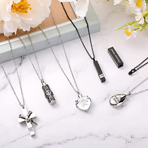Jexine 10 Pcs Urn Necklace Cremation Jewelry for Men - color: White