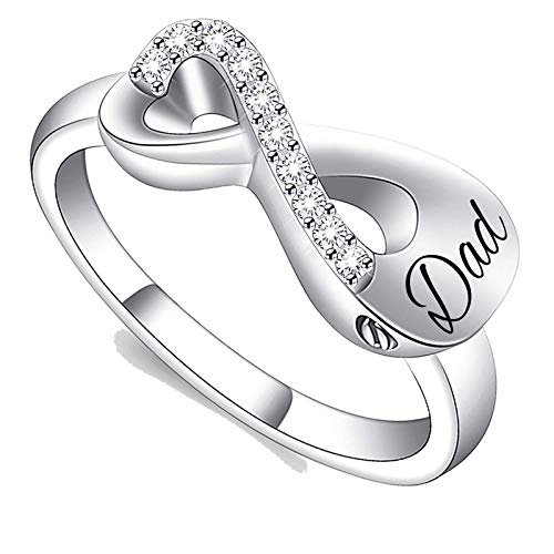 Yinplsmemory Cremation Jewelry Infinity Love Cremation Ring for Ashes Stainless Steel Hold Loved Ones Ash Keepsake Finger Ring Urn Locket Memorial Jewelry for Women - color: Dad