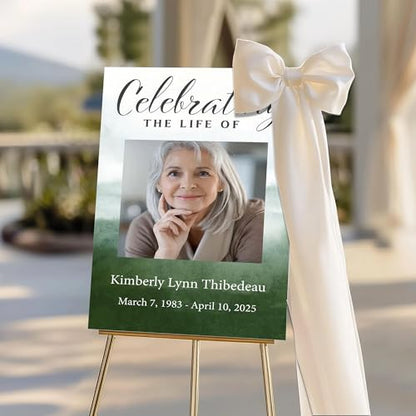 Celebration Of Life Welcome Sign, Personalized Celebration Of Life Welcome Sign, Green Watercolor Funeral Poster, Green Forest Memorial Poster Photo Sign, Celebration Of Life Sign, Celebration Of Life - color: Style#10