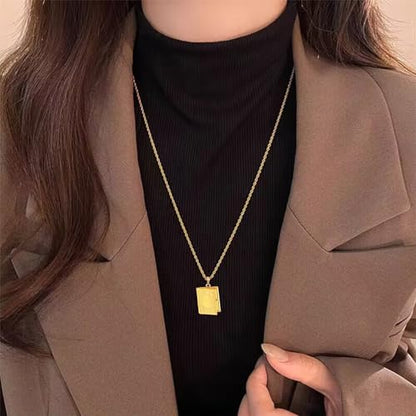 Gold Plated Photo Book Necklace for Husband Wife Exquisite Fashion In Memory Pendant Necklace Couple Best Friend Father Mother Jewelry Gift - color: Gold