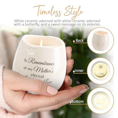 Pavilion Light Your Way Memorial Ceramic Vessel - 100% Soy Wax Candle with "In Remembrance Of My Mother's Eternal Light And Love" Text, Decorative Soy Filled Candle, Scent of Tranquility, 8 oz, White - style: In Memory, Mother's Light