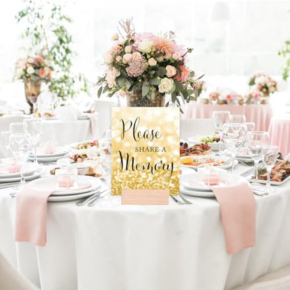 Andaz Press Wedding Party Signs, Glitzy Gold Glitter, 8.5x11-inch, Please Share a Memory, 1-Pack - color: Activities Memory
