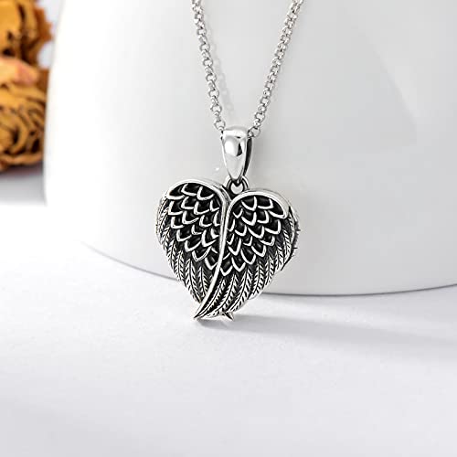 SOULMEET Angel Wing Heart Locket Necklace that Holds Picture Photo Locket Pendant You are My Angel Sterling Silver/Gold - style: A2-Angel wing locket+photo