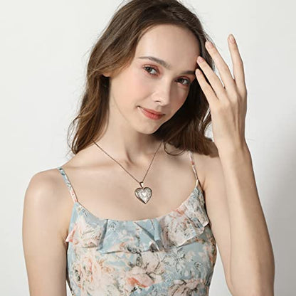 Personalized Heart Locket Necklace for Women with Picture Custom Inside Engraved Text Silver/Gold/Rose Gold Photo Locket Stainless Steel Memorial Gifts for Mom Daughter Grandmother - color: A1: Silver Flower Pattern (Custom)