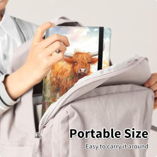 Photo Album 4x6 120 Pockets Photos with Elastic Band, Cute PU Leather Photo Books Small Mini Capacity Picture Album for Family Wedding Travel Anniversary Baby Vacation Pictures, Highland Cow - color: Highland Cow