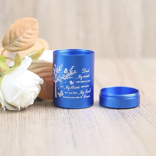 3 Inch Small Urn for Human Ashes Aluminum Mini Cremation Small Keepsake Urn for Sharing Ashes Mini Urn-Dad Blue - size: Blue-Dad