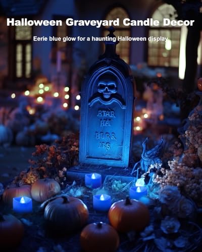 Homemory 24-Pack Blue Flameless Battery Tea Light Candles, 200+ Hours - color: Blue, size: Pack of 24
