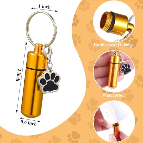 4 Pcs Pet Urns Keychain Ashes Keepsake with 4 Paw Shape Urn Pendant | Stainless Steel Small Cat Pet Urns, Cremation Keepsake Paw Memorial Urn