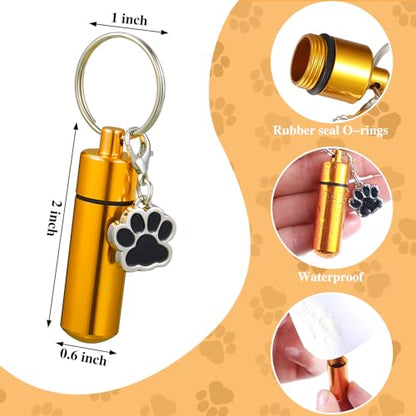 4 Pcs Pet Urns Keychain Ashes Keepsake with 4 Paw Shape Urn Pendant | Stainless Steel Small Cat Pet Urns, Cremation Keepsake Paw Memorial Urn
