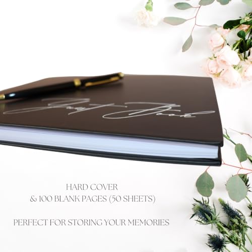 Wedding Guest Book with Pen | Elegant Black Linen Guest Book for Wedding Reception, Celebration of Life, Memorial Service, Funeral, Baby Shower | 100 Blank Pages | Designed to preserve a lifetime of memories