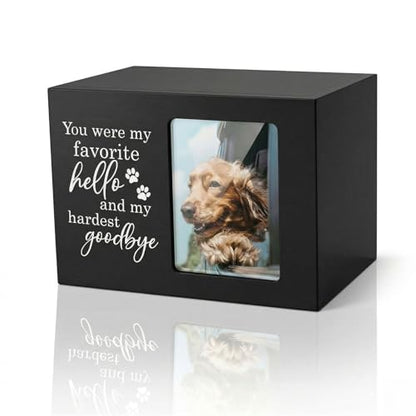 Pet Urns for Dogs Ashes, Dog Urns with Photo Frame, Cat Ashes Keepsake Box, Loss of Dog Sympathy Urn, Pet Memorial Gifts, Pet Bereavement Gift, Dog Pass Away Remembrance Gift (Black) - color: Black