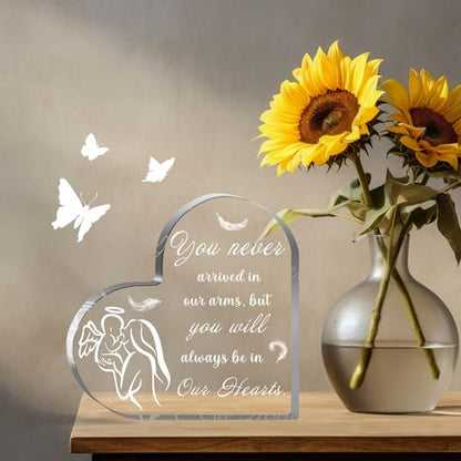 Miscarriage Gifts for Mothers, Miscarriage Condolence Gifts for Mothers, Sympathy Gift for Loss of Baby, Memorial Sorry for Loss Loving Infant, Remembrance Gift, Heart Acrylic Desk Sign, Grieving Gift - style: 043