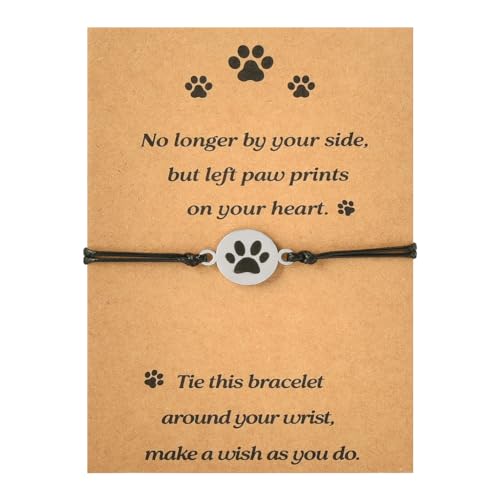 Sisadodo Loss of Dog Cat Sympathy Gifts for Men Women Cat Dog Paw Bracelet for Cat Dog Lover Gifts for Friends Paw Print Bracelets