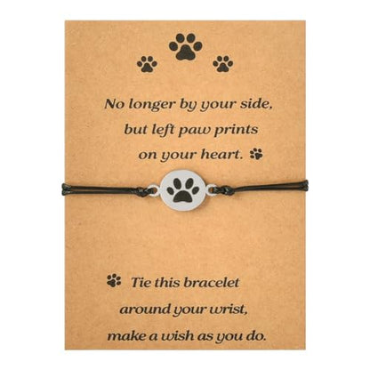 Sisadodo Loss of Dog Cat Sympathy Gifts for Men Women Cat Dog Paw Bracelet for Cat Dog Lover Gifts for Friends Paw Print Bracelets