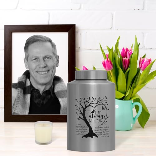 Urns for Human Ashes Cremation Funeral Burial Urn for Male Female Metal Urn | Stainless steel, Personalized, Large Up to 220lbs, Decorative Urns, Urnas Para Cenizas Humanas Adultos, Tree of Life - size: Love Tree Silver