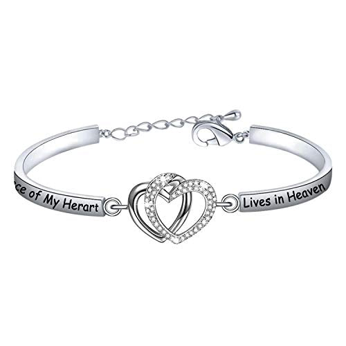 FAADBUK Memorial Jewelry Loss Gift A Piece of My Heart Lives In Heaven Bracelet In Memory of Loved Son Daughter Sympathy Gift - color: A Piece Of C-S