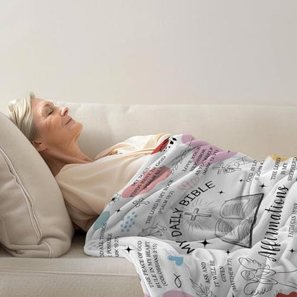 Christian Gifts for Women, Religious Blanket Gifts, Bible Verse Blanket for Women, Soft Flannel Throw Blankets 60"x50" - color: My Daily Bible Affirmation