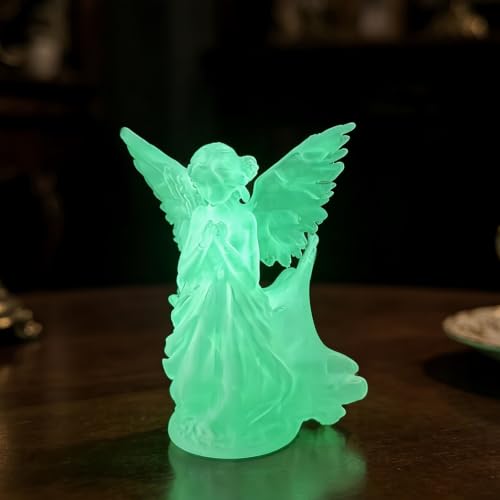 3D Printed Praying Angel Figurine, Luminous Angel Decor & Memorial Gift - color: White-a