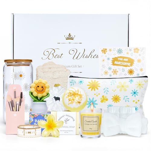 14PCS Gifts for Teen Girls - Gift Basket for Teen Girl, Gifts Trendy Stuff | Unique Birthday Gift Sets for Teen Girls, Daughter, Sister, Friend, Sweet 16th 18th 21st, Yellow - color: Beige