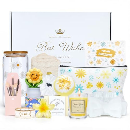 14PCS Gifts for Teen Girls - Gift Basket for Teen Girl, Gifts Trendy Stuff | Unique Birthday Gift Sets for Teen Girls, Daughter, Sister, Friend, Sweet 16th 18th 21st, Yellow - color: Beige