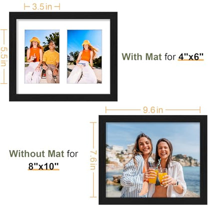 Vittanly 8x10 Collage Picture Frame, Displays 2Pcs 4x6 Pictures, Black - color: Black, size: 8x10