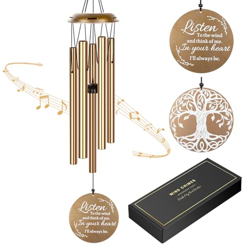 Sympathy Wind Chimes for Loss of Loved One, 39" Memorial Windchimes Outdoor - size: 39“-Golden