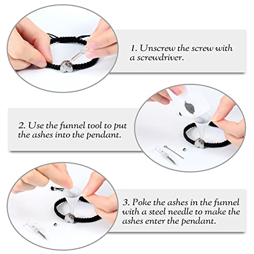 constantlife Heart Shape Urn Bracelet for Ashes Black Braided Rope Adjustable Bangle Cremation Jewelry Keepsake Memorial Gift for Women - color: Silver