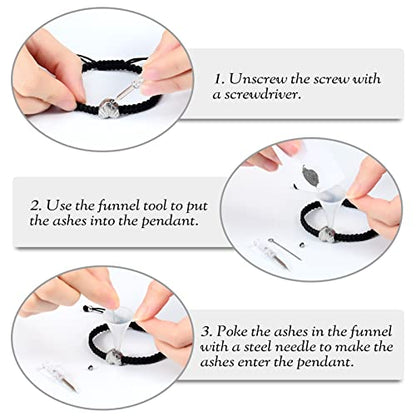constantlife Heart Shape Urn Bracelet for Ashes Black Braided Rope Adjustable Bangle Cremation Jewelry Keepsake Memorial Gift for Women - color: Silver