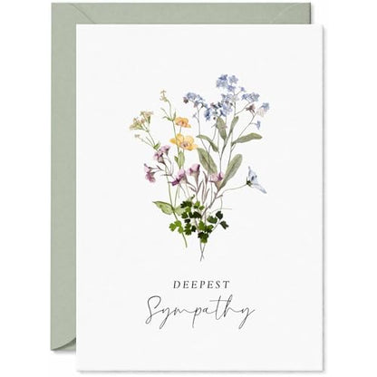 GardenCity Sympathy Card With Envelope, Deepest Sympathy - Our Thoughts and Prayers Are With You, Floral