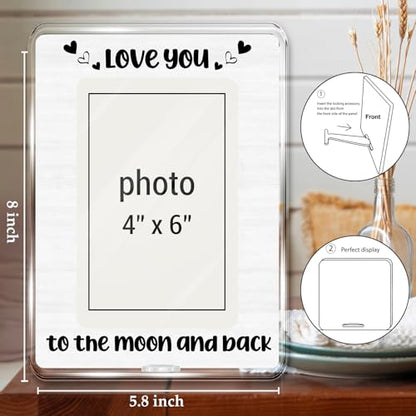 Anniversary Wedding Picture Frame Gifts for Couple Women Men | Engagement Bridal Shower Gifts, Love You to the Moon and Back Romantic Photo Frame for 4 x 6 Inch Photo - color: LOVE