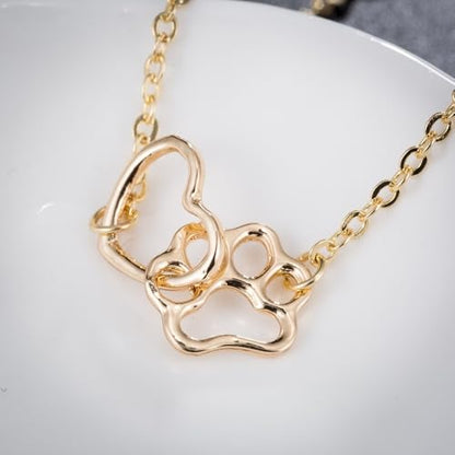 tenghong2021 Cat Dog Puppy Paw Paint Bracelet Memorial Doggy Kitty Animal Forever Love Heart Link Bracelet for Pet Lover - color: Gold