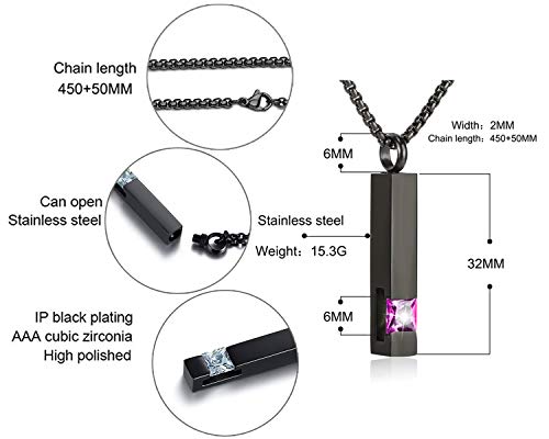 YOUFENG Urn Necklaces for Ashes Birthstone Cube Urns for Human Ashes Memorial Cremation Urn Locket Keepsake Ashes Jewelry - style: February