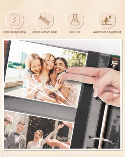 Leather Photo Album 4x6 200 Photos,Slip-in Photo Album Book with 50 Sheets, Travel Souvenir Diary Photo Book for Family Wedding Baby and Holiday Pictures - color: Green