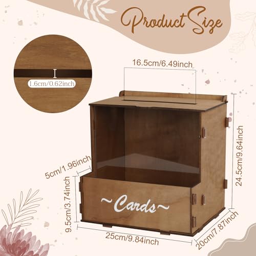 Wedding Card Box with Flower Trough & Acrylic Display Panel for Decorations | Personalized Floral Display, Rustic Wedding Card Boxes for Reception, Large-Capacity Gift Card Box, Easy Assembly & Reusable