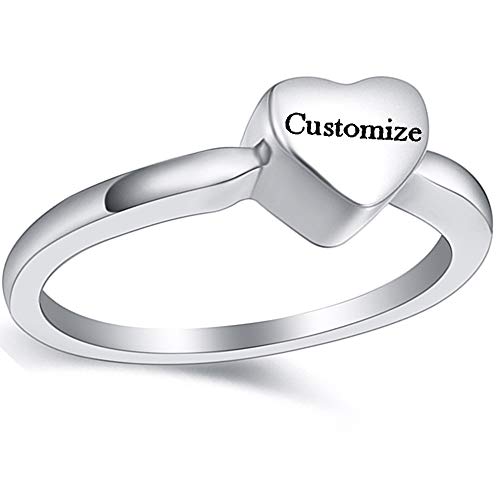 Oinsi Urn Rings for Ashes, Heart Cross Infinity Shape Cremation Rings for Ashes for Women Men Finger Ashes Ring Memorial Jewelry for Loved Ones with Filling Kits - color: A-Heart-Customized