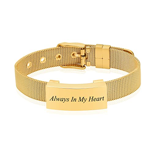 zeqingjw Adjustable Cremation Jewelry Urn Bracelet for Ashes Personalized Message Urn Bangle for Women Men Memorial Keepsake-Forever in My Heart - color: Gold
