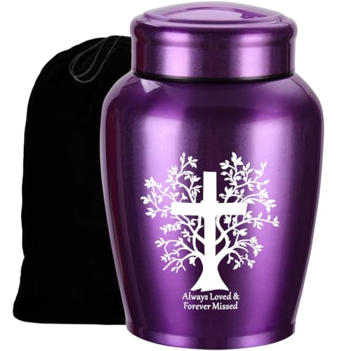 Cremation Urns for Human Ashes Adult - Female Man Women Male | Burial Funeral Keepsake Urn Large up to 180 lbs - color: Purple