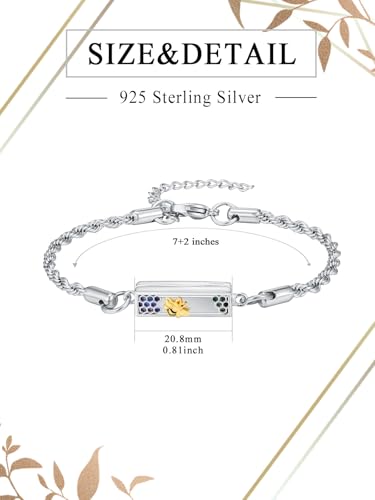 HPQQ Urn Bracelet for Ashes 925 Sterling Silver Abalone Shell Tree of Life/Dragonfly/Butterfly/Sunflower Cremation Jewelry for Ashes Keepsake Pendant Locket Bracelet for Women Mom - style: Bee